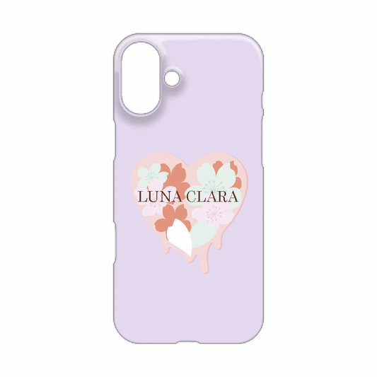 iPhone 16 Plus 桜のパープルハート ハードカバーケース