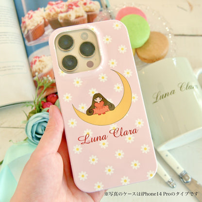 iPhone 14 ベビーピンクフラワー ハードカバーケース