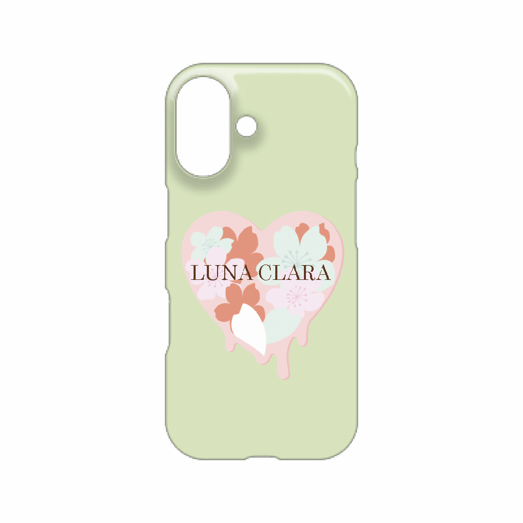 iPhone 16 桜のグリーンハート ハードカバーケース