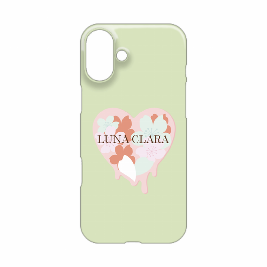 iPhone 16 Plus 桜のグリーンハート ハードカバーケース