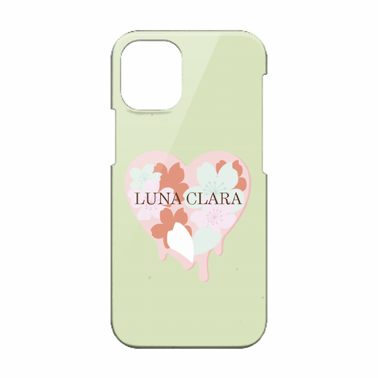 iPhone 12 mini 桜のグリーンハート ハードカバーケース