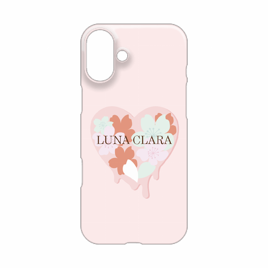 iPhone 16 Plus 桜のベビーピンクハート ハードカバーケース