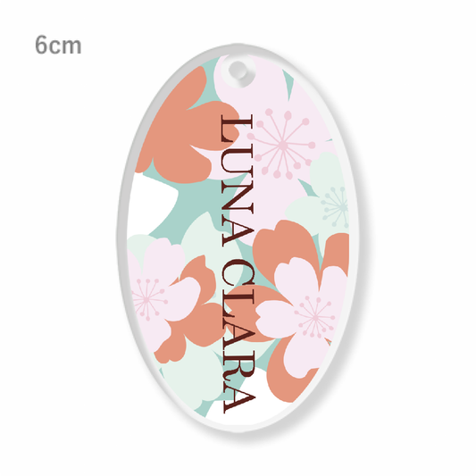 桜の楕円形アクリルキーホルダー（6cm）