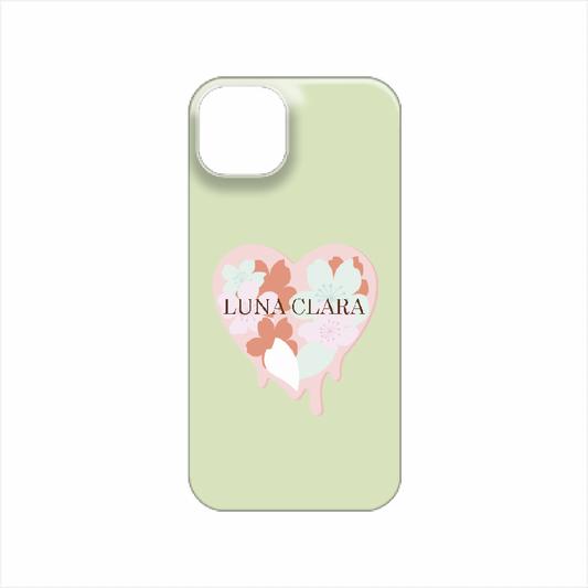 iPhone 14 Plus 桜のグリーンハート ハードカバーケース