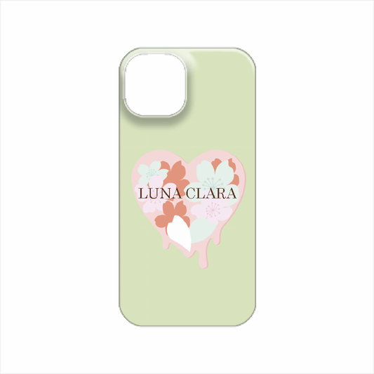iPhone 14 桜のグリーンハート ハードカバーケース